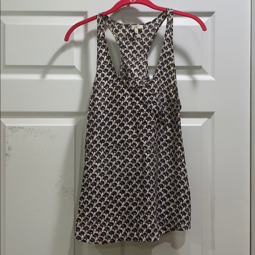 Joie Elephant Print Silk Pocket Tank Top S